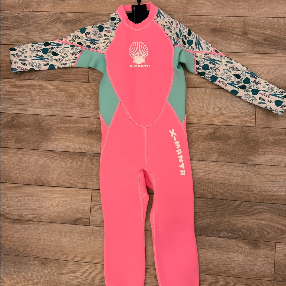 Kids Pink and Green Wet Suit